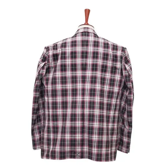 Mens 48R Pink Black Plaid Check Cotton Blazer Sport Coat Preppy Party Statement - Picture 2 of 8